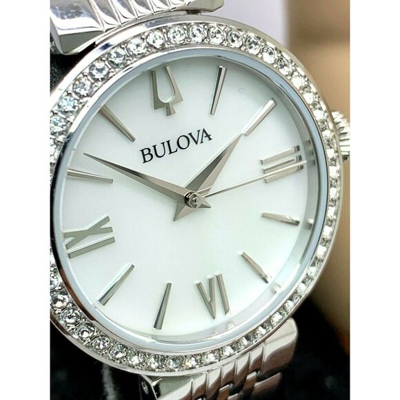 Bulova Women's Watch 96X149 Crystals Mother of Pearl White Dial Silver S… - Picture 12 of 13
